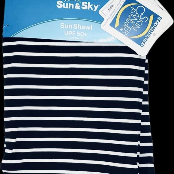 Wrap Sun Protection Swimming Suit Cover UPF 50+ White/Black Stripes - Picture 2 of 4